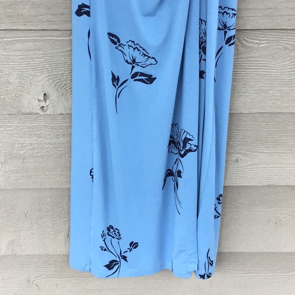 Free People Sky Blue Floral Side-Ruched Long Sleeve Maxi Dress XS - Picture 3 of 5